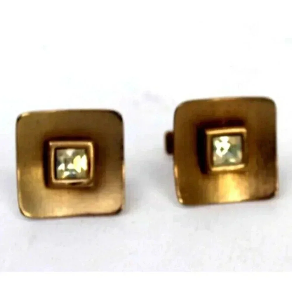 Vintage Gold Frame Retro Art Deco MCM COCKTAIL Men's Cuff Links